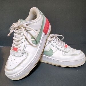 Nike AF1 Women's Size 10.5 EU 42.5 Air Force 1 Shadow CI0919-112 White Jade Red